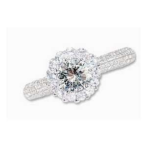   White Gold, Ladys Fancy Engagement Ring Round Brilliant Created Gems