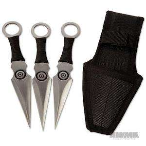   pc. Black Throwing Knife Set with Case   Martial Arts Weapons Knives