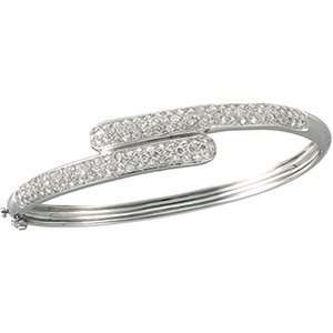  14K White Gold Diamond Bangle Bracelet 