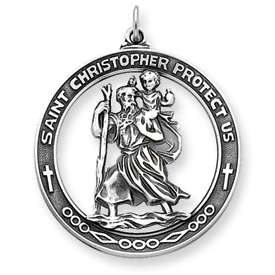 Sterling Silver St. Christopher medal pendant.