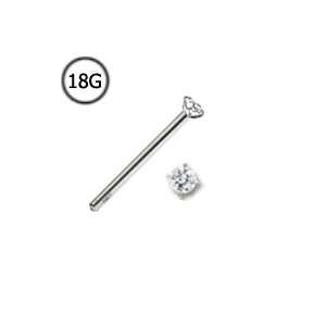   Gold Straight Nose Stud Ring 1.5mm Genuine Diamond G SI1 18G FREE Nose