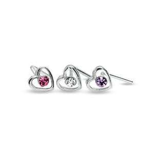   Nose Stud Set with Cubic Zirconia in Sterling Silver NON GOLD NOSE