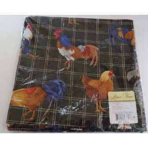 Rose Tree Happy Rooster Black Napkin Set of 4 19x19 Square Chicken