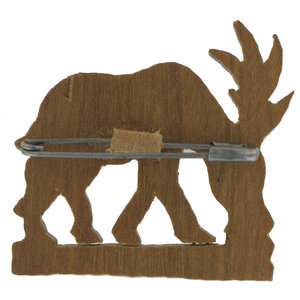 Vintage Carved Wood Moose Brooch Pin  