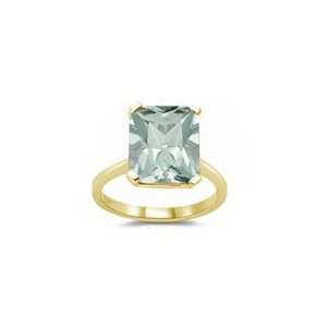  5.01 Cts Green Amethyst Solitaire Ring in 14K Yellow Gold 