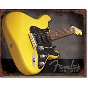  Yellow Fender Guitar Make History Distressed Retro Vintage 