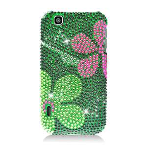   LG E739 myTouch Phone Green Daisy Crystal Bling Stone Cover Case