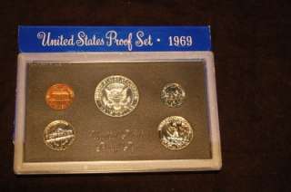 1969 US MINT Proof Set With SILVER John F Kennedy Half Dollar  