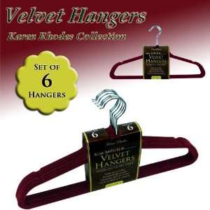   RHODES COLLECTIONT   (6) VELVET HANGERS   BURGUNDY 