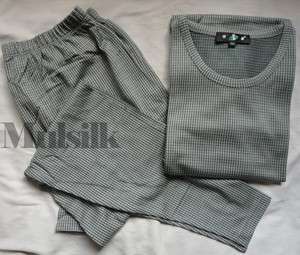   Silk Mens Underwear Sleepwear Long Johns Set Top&Bottom Green/XL/XXL