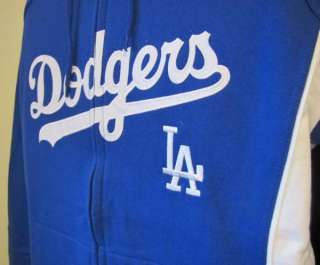 Los Angeles Dodgers Official MLB Stitched Logo Full Zip Hoodie Mens Sz 