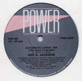 DEE D JACKSON automatic lover 12 mint  ITALO DISCO 86  