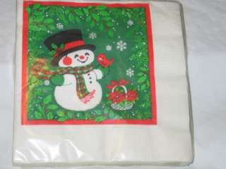 Vintage Christmas Hallmark Snowman Luncheon Napkin Set T26  
