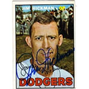 Jim Hickman Los Angeles Dodgers #346 1967 Topps Autographed Baseball 