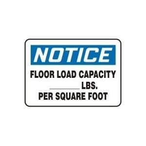  NOTICE FLOOR LOAD CAPACITY ___ LBS. PER SQUARE FOOT Sign 