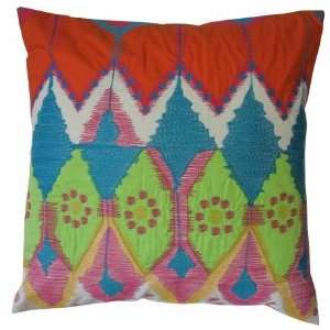 Koko Company 91717 Java Bright  Pillow  20X20  Cotton  Ikat Inspired 