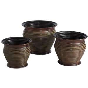  Antique Bronze Nested Ribbed Planter Set   912238 Patio 