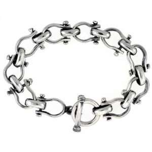   Silver Hand Made Large Horse Bit Equestrian Link Bracelet Jewelry