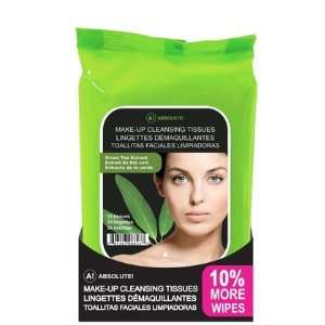 Absolute Make up Cleansing Tissues, Green Tea, 33 ct (Quantity of 5 
