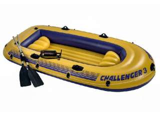 INTEX Challenger 3 Boat Set Inflatable w/ Motor Mount Kit  