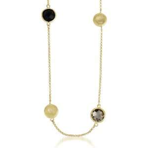 Marco Bicego Inspired Matte Round Smokey Quartz Gem 18 Inch Vermiel 