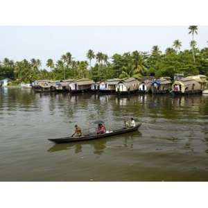  Houseboats Moored in the Backwaters of Alleppey, Kerala 