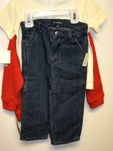 New Parigi 3 pc jeans shirt jacket 2T 3T 4T red blue  