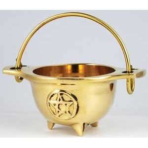  Small Brass Cauldron w/ pentagram 
