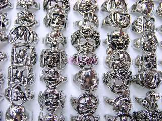 wholesale lots 100pcs cool assorted skull Mens rings  