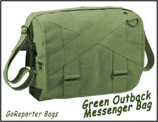 GREEN OUTBACK ARMY MESSENGER BAG * CANVAS & LEATHER  