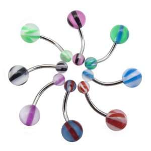  Set of 8 Cats Eye Belly Button / Navel Rings   14 GA 