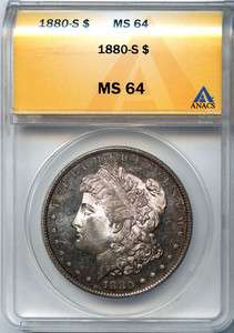 1880 S $1 Silver Morgan Dollar MS 64 ANACS Certified Attractive 