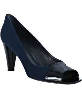 Stuart Weitzman navy crepe Abba patent trim pumps   up to 70 