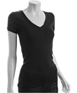 linQ black jersey layered trim v neck t shirt  