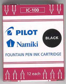 Namiki Pilot Fountain Pen Ink Cartridges 12 pk, Black  