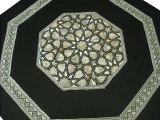 Moroccan Mother of Pearl Mosaic Black Wood Coffee Table  