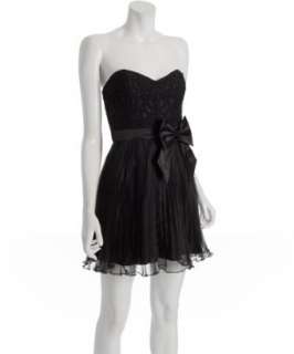 Betsey Johnson black battenburg lace bow detail party dress   
