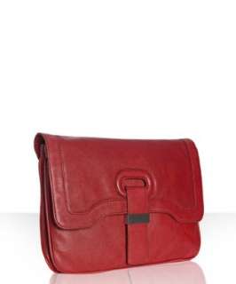 Botkier red leather Charlotte convertible chain strap clutch 