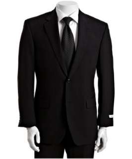 Calvin Klein White Label black striped wool 2 button suit with flat 