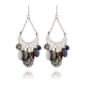  Fleur de lis Chandelier Earrings   Aged Metal Jewelry