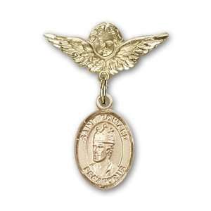   St. Edward the Confessor Charm and Angel w/Wings Badge Pin Jewelry