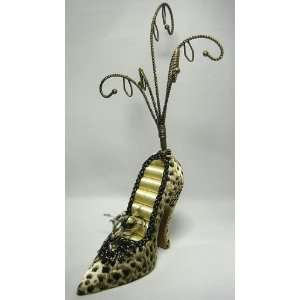   Leopard Print Shoe Ring Holder with Jewelry Hangers 