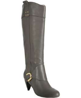 Due Farina ash grey leather Odessa buckle boots   