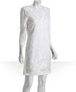 Elie Tahari white cotton silk voile Sefina shift dress