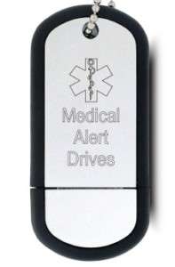 Medical Alert USB Flash Drive Dog Tag W/ Great Software  