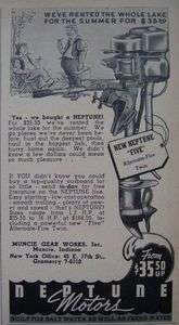 1939 Ad   Neptune Five Outboard Boat Motor Muncie Indiana Gear Works 