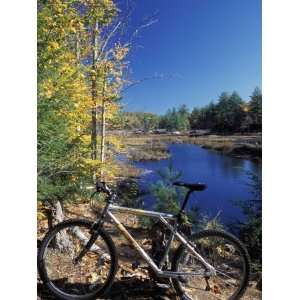 Mountain Bike at Beaver Pond in Pawtuckaway State Park, New Hampshire 