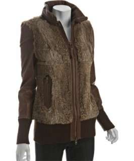 Mackage brown rabbit fur Lilyan lambskin hooded jacket   up 