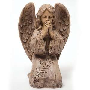  Kneeling Angel Garden Statue with Wood Carved Look