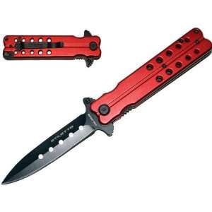 75 Tiger USA Stiletto Mock Butterfly Spring Assisted Knife   Red 